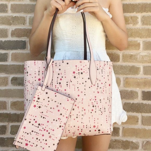 NWT Kate Spade Pink Reversible Tote + Pouch - Picture 3 of 4